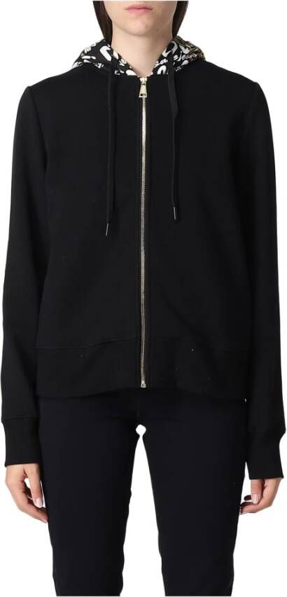Versace Jeans Couture Zwarte katoenen sweatshirt met Barocco-print Black Dames