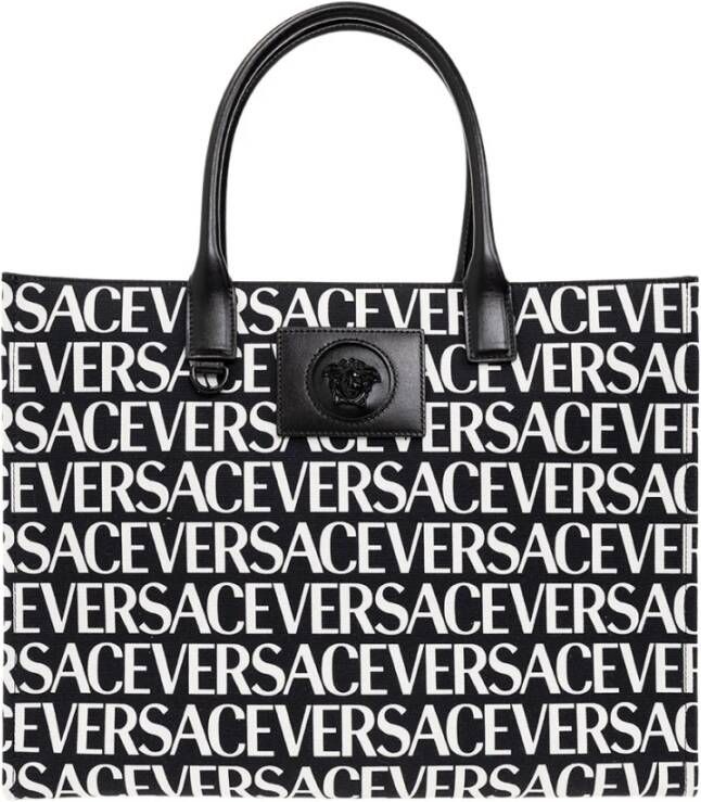 Versace Shopper tas met logo Black Dames