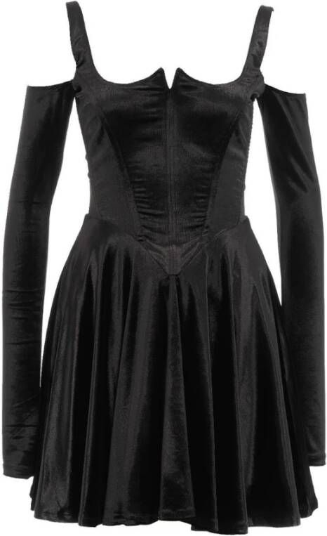 Versace Jeans Couture Zwarte Jurk met Vierkante Halslijn en Uitsnijding Black Dames