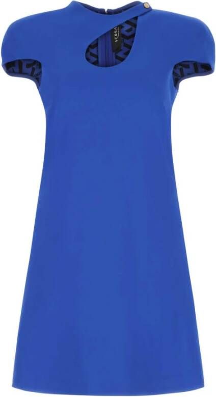 Versace Elektrische blauwe Crepe Mini -jurk Blauw Dames