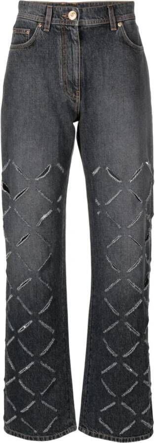 Versace Zwarte Jeans Broek Oversized Fit Alle Temperaturen 100% Katoen Black Dames