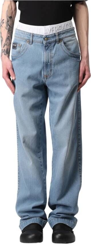 Versace Jeans Couture Jeans met logo Blauw Heren