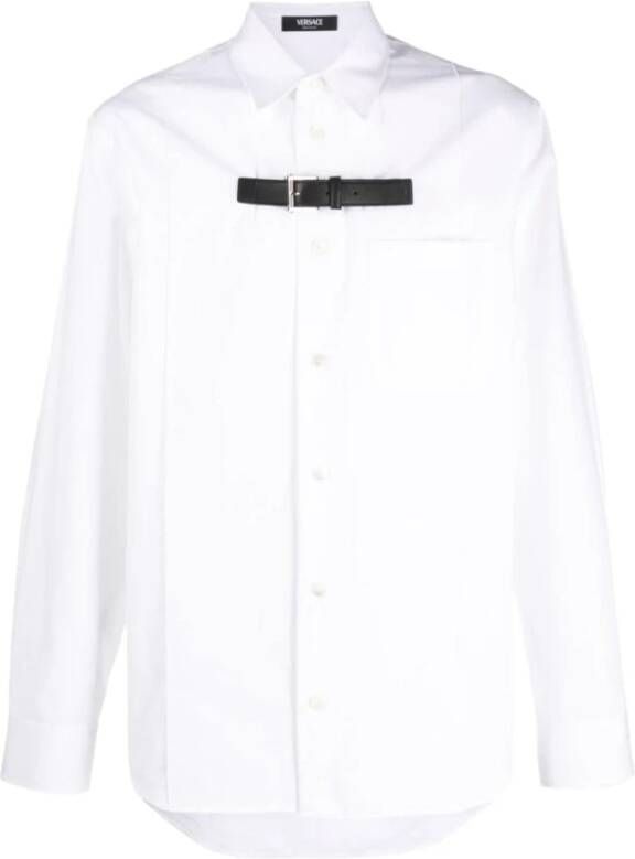 Versace Witte Katoenen Overhemd met Gespsluiting White Heren