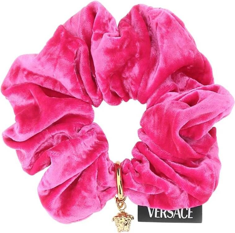 Versace Chenille Scrunchie in Fuchsia Kleur Pink Dames