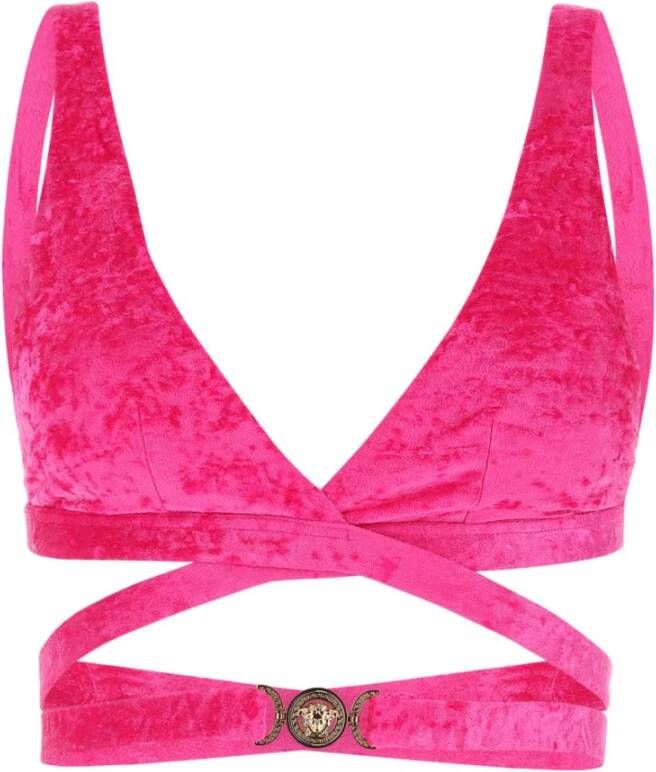 Versace Top bikini in verlengd Fuchsia fluweel Pink Dames