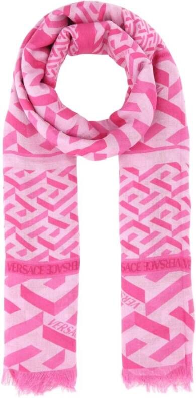 Versace Bedrukte Modale Mengeling Sjaal Pink Dames