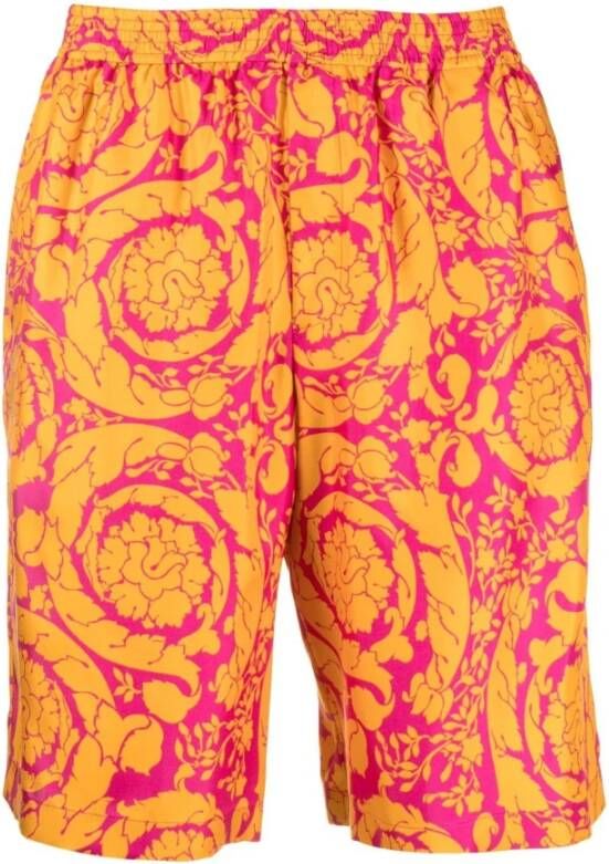 Versace Gedrukte zijde Bermuda shorts Oranje Heren