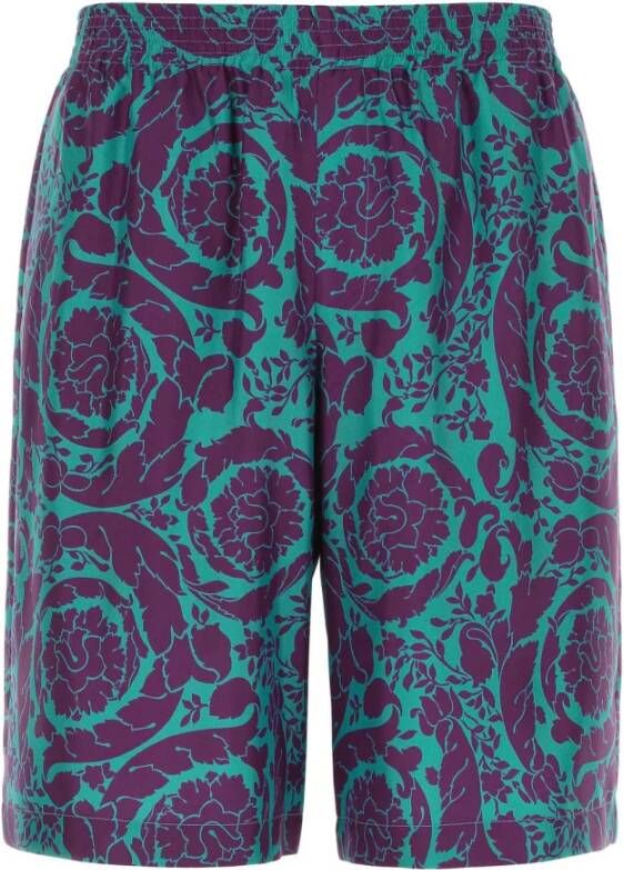 Versace Gedrukte zijde Bermuda shorts Paars Heren