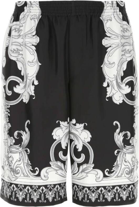 Versace Gedrukte zijde Bermuda shorts Zwart Heren