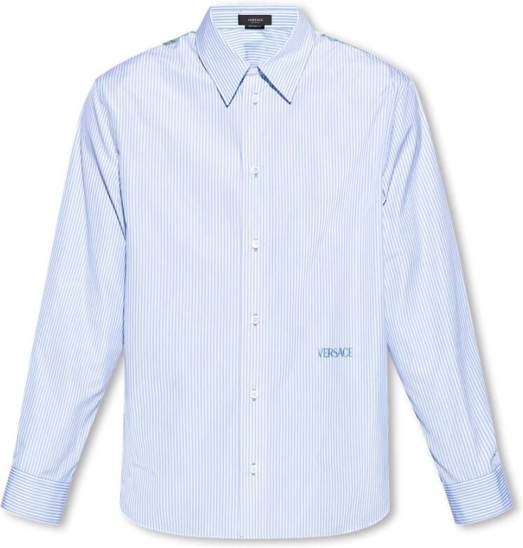 Versace Gestreept shirt Blauw Heren