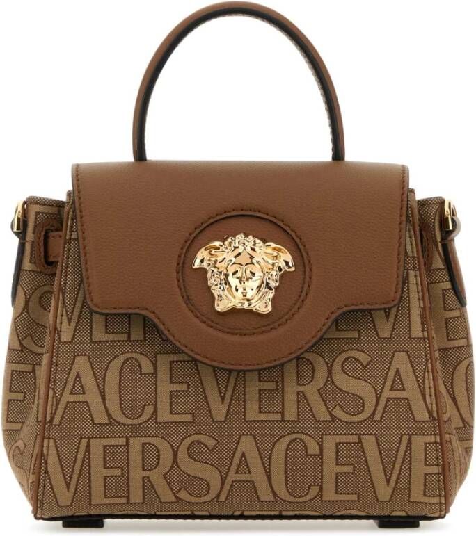Versace Geborduurde canvas kleine La Medusa handtas Brown Dames