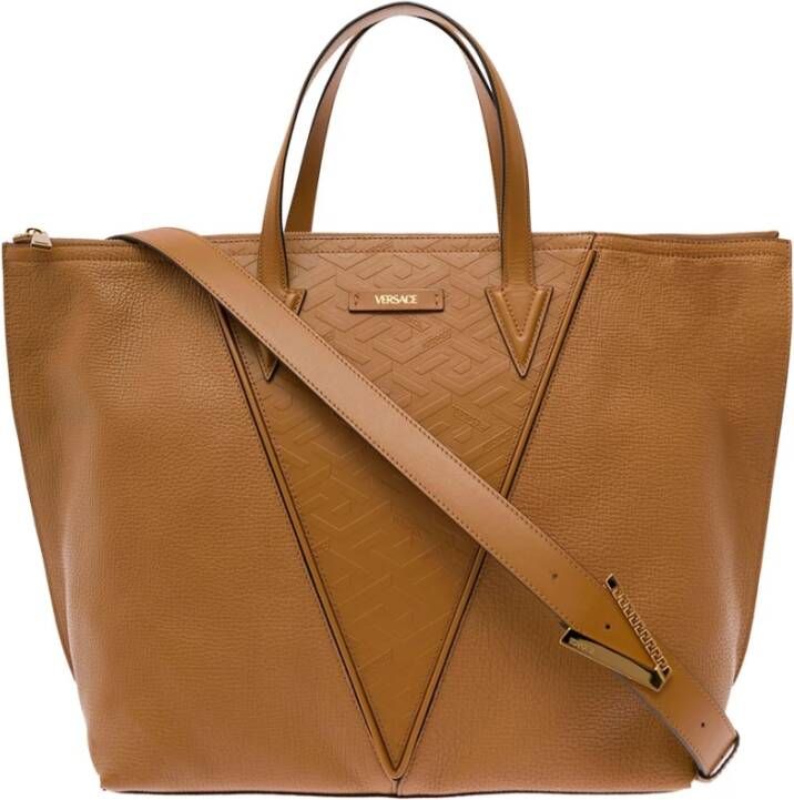Versace Leren schoudertas met rits Brown Dames