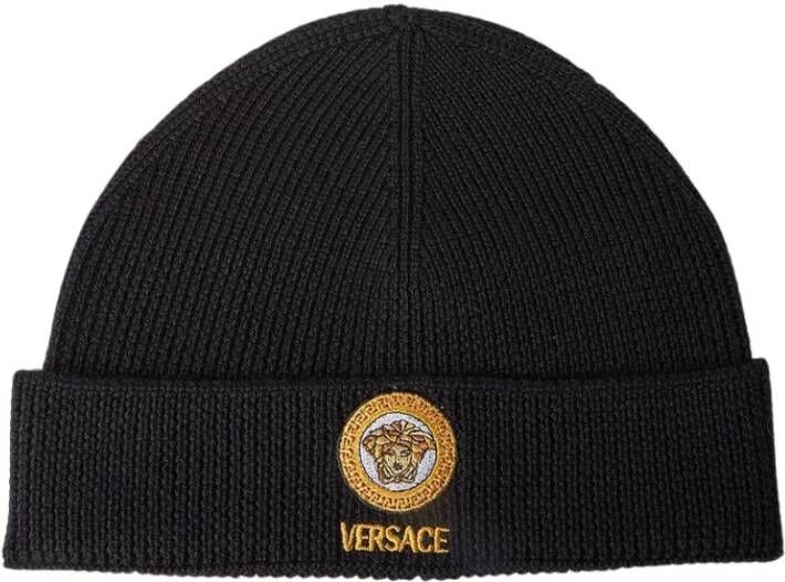 Versace Medusa Logo Beanie Hat Black Heren
