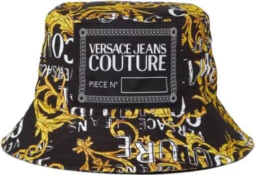 Versace Jeans Couture Zwart Goud Bucket Hoed met Logo Multicolor Unisex