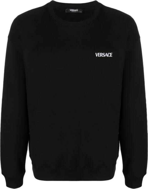 Versace Grafische Print Crew Neck Sweatshirt Black Heren