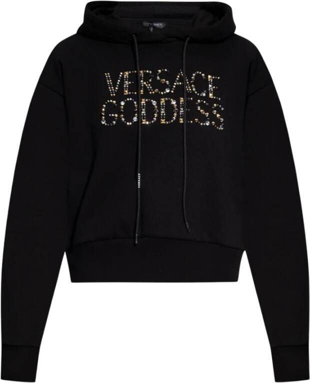 Versace Hoodie met logo Zwart Dames