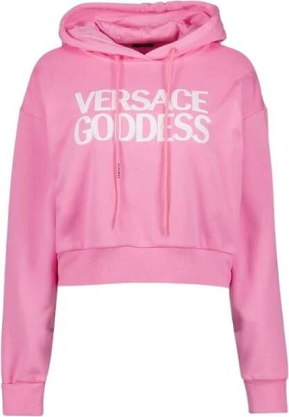 Versace Hoodie Goddess Sweatshirt Kort Logo Pink Dames