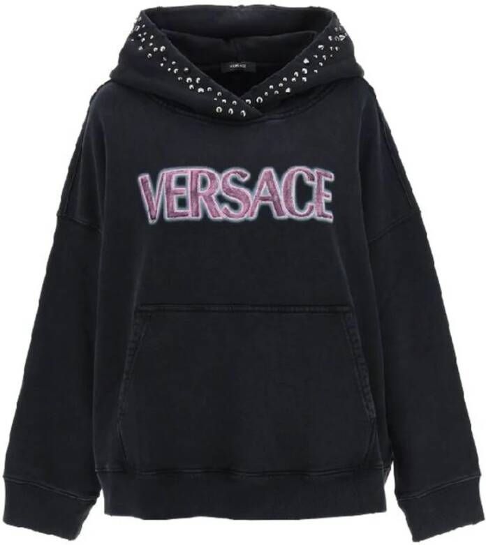 Versace Katoenen Logo Sweatshirt Black Dames