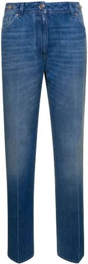 Versace Denim Jeans met Medusa 95 Detail Blue Dames