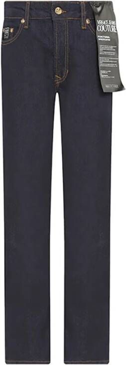 Versace Jeans Couture Skinny Fit Jeans met Metallic Logo Blue Heren