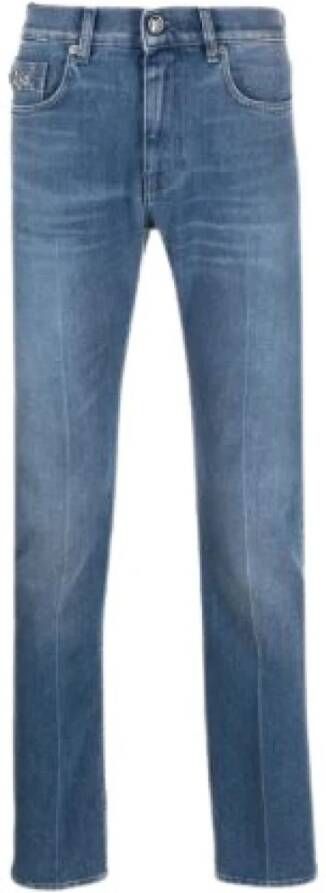 Versace Slim Fit Denim Jeans met Biggie Medusa Detail Blue Heren