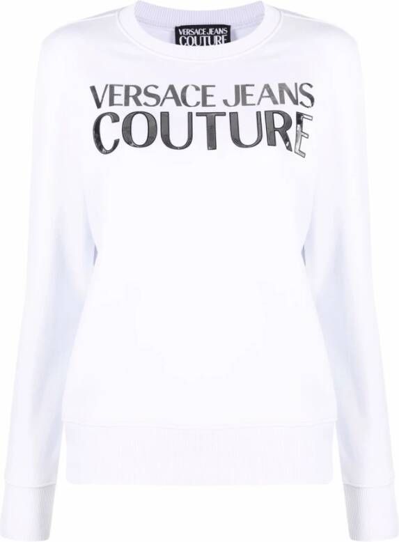Versace Jeans Couture Wit Katoenen Sweatshirt Ss22 Collectie White Dames