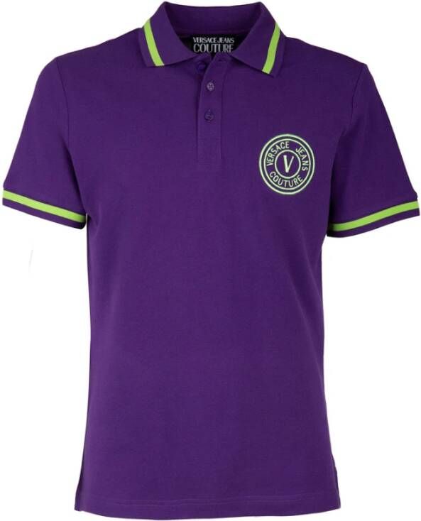 Versace Jeans Couture Aansluitende Polo met Logo Purple Heren