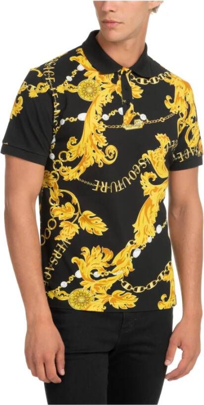 Versace Jeans Couture Zwarte Chain Couture Polo Shirt Black Heren