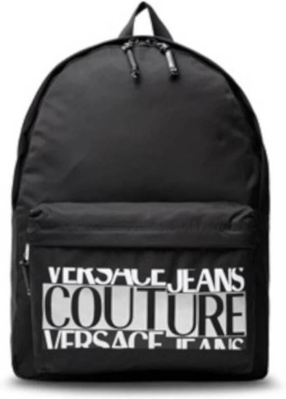 Versace Jeans Couture Zwarte herenrugzak met logo belettering Black Heren
