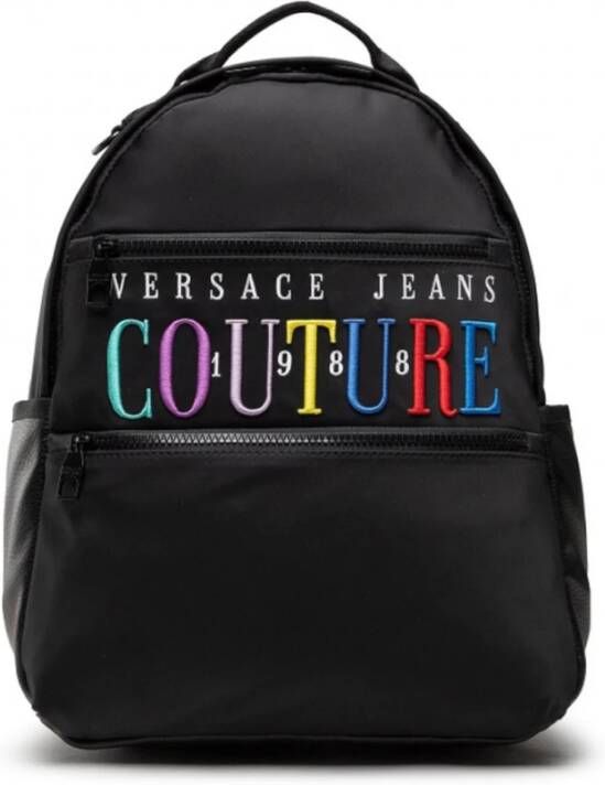 Versace Jeans Couture Multicolor Logo Nylon Rugzak voor Heren Black Heren