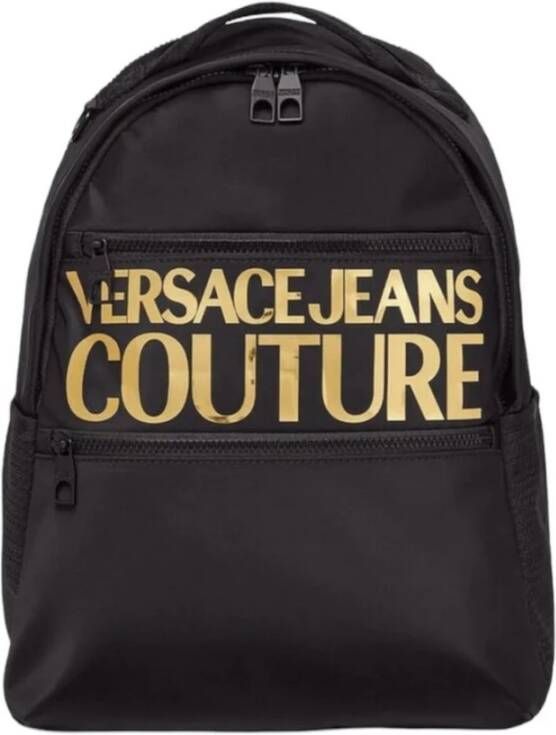 Versace Jeans Couture Zwarte Nylon Rugzak met Logo voor Heren Black Heren