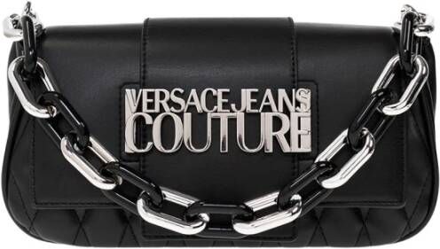 Versace Jeans Couture Gewatteerde zilveren en zwarte kettingtas Black Dames