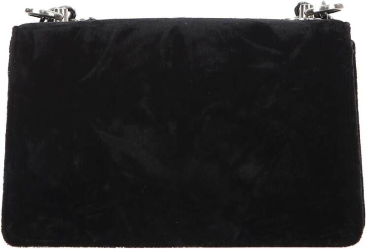 Versace Jeans Couture Zwarte Fluwelen Schoudertas met Kettingdetail Black Dames