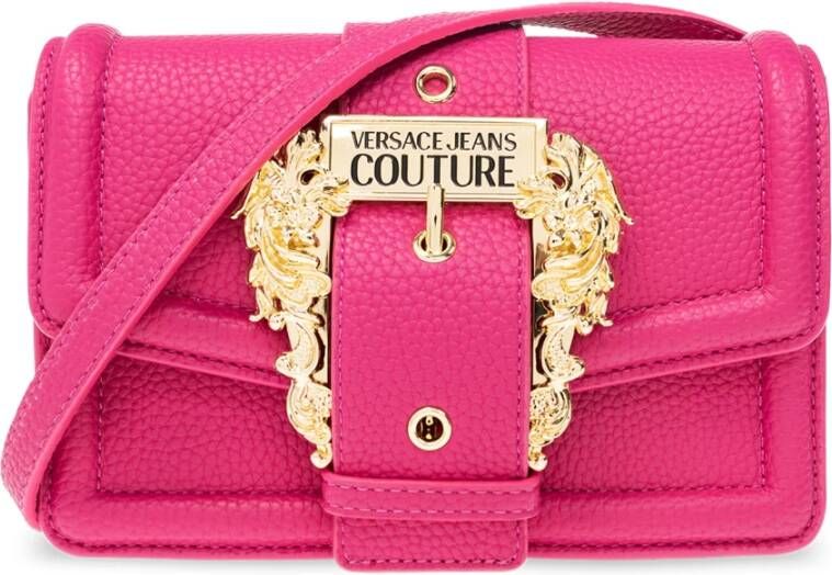 Versace Jeans Couture Roze Bubblegum Imitatieleer Handtas met Gouden Kettinghengsel Pink Dames