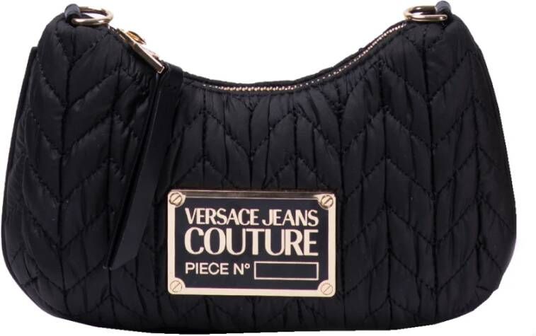 Versace Jeans Couture Crunchy Sketch 2 Tas Zwarte Crossbody met Metallic VJC Logo Black Dames