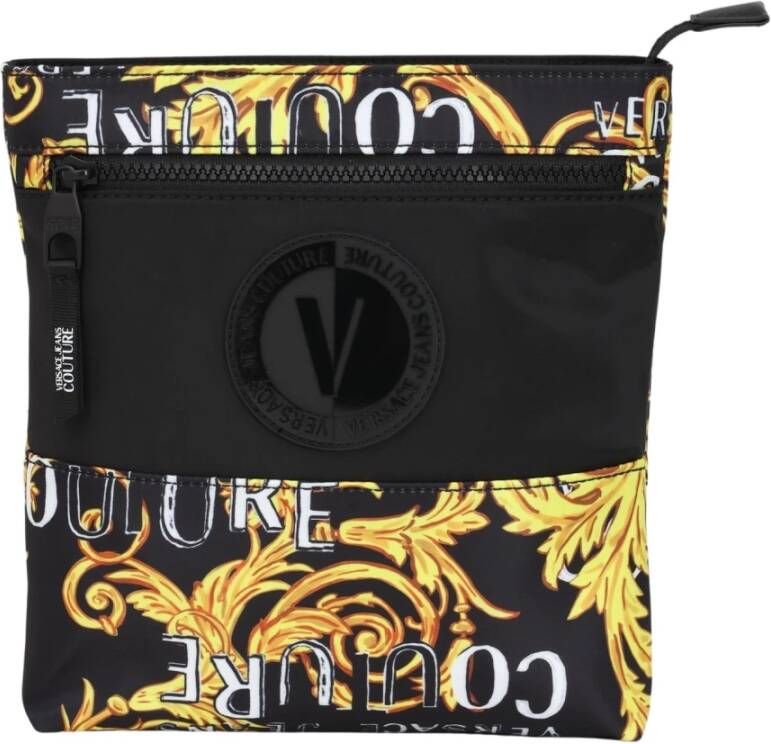 Versace Jeans Couture Zwarte Barok Print Heren Schoudertas Black Heren