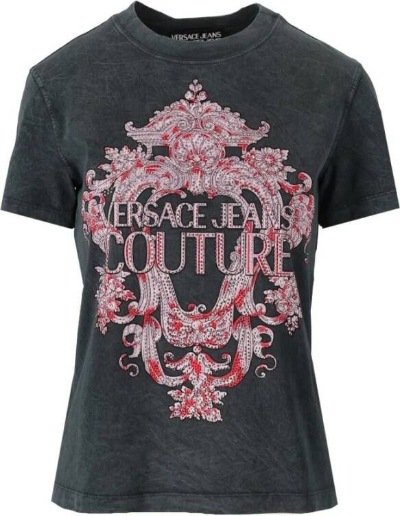 Versace Jeans Couture Barok Grijs Roze T-Shirt voor Dames Gray Dames
