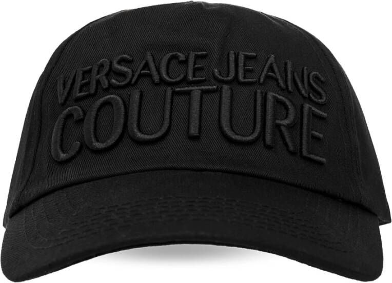 Versace Jeans Couture Zwarte Katoenen Pet met Geborduurd Logo Black Heren