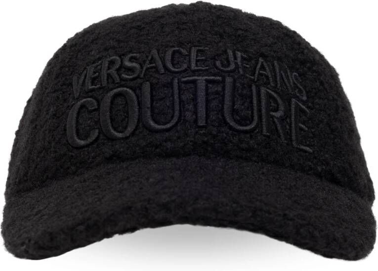 Versace Jeans Couture Zwarte Pet met Geborduurd Logo en Verstelbare Gesp Black Heren