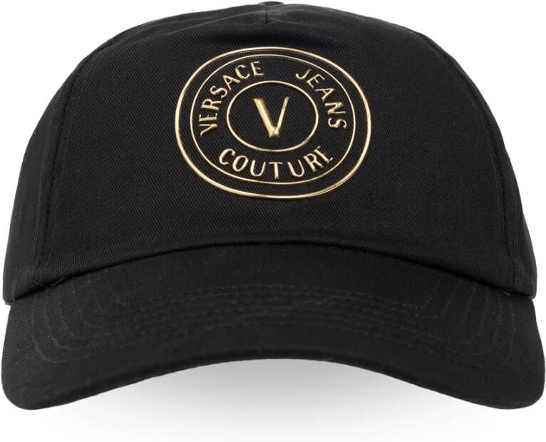 Versace Jeans Couture Katoenen Baseballpet met Goudkleurig Logo Black Heren