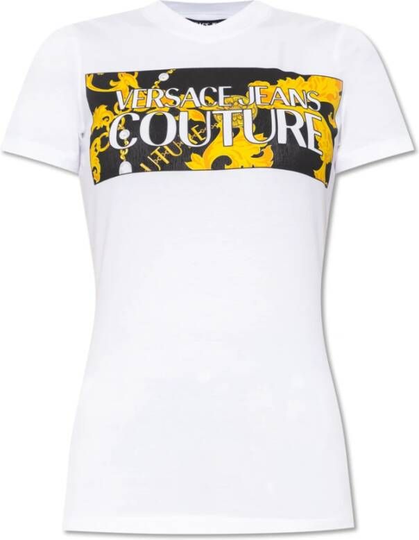 Versace Jeans Couture Witte Dames T-Shirt Aw23 Collectie White Dames