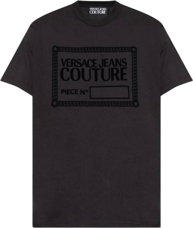 Versace Jeans Couture Zwarte T-shirts en Polos met Logo Print Black Heren