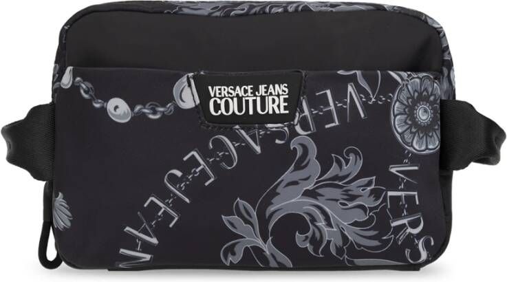 Versace Jeans Couture Zwarte Barokprint Handtas met In reliëf gemaakt Logo Black Heren