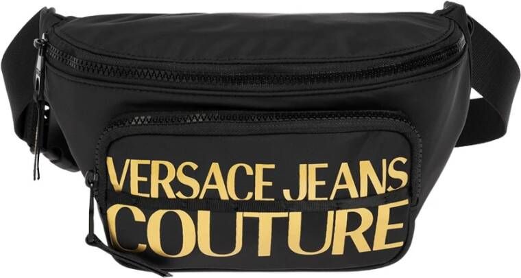 Versace Jeans Couture Zwarte Nylon Heuptas met Voorritsvak voor Heren Black Heren