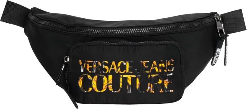 Versace Jeans Couture Stijlvolle Verstelbare Heuptas met Meerdere Zakken Black Heren