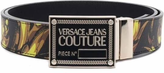 Versace Jeans Couture Omkeerbare Barocco Print Leren Riem Heren Black Heren