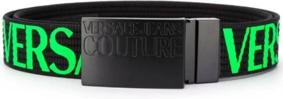 Versace Jeans Couture Fluorescerende groene logoriem voor heren Black Heren
