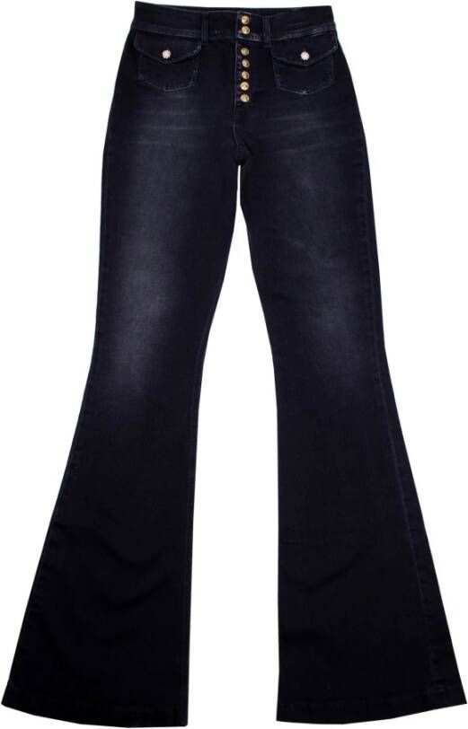 Versace Jeans Couture Blauwe Flared Katoenen Denim Jeans Blauw Dames