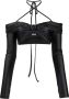 Versace Jeans Couture Logo Crop Top met Lange Mouwen en Gerimpelde Details Black Dames - Thumbnail 3