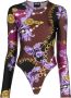 Versace Jeans Couture Zwarte Chain Couture Body met Lange Mouwen Paarse Chain Couture Top voor Vrouwen Black Purple Dames - Thumbnail 3